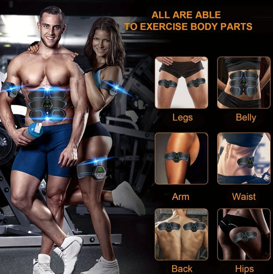 ABS Stimulator, Ab Trainer, EMS Muscle Stimulator LCD Screen Muscle Stimulator USB Rechargeable Por